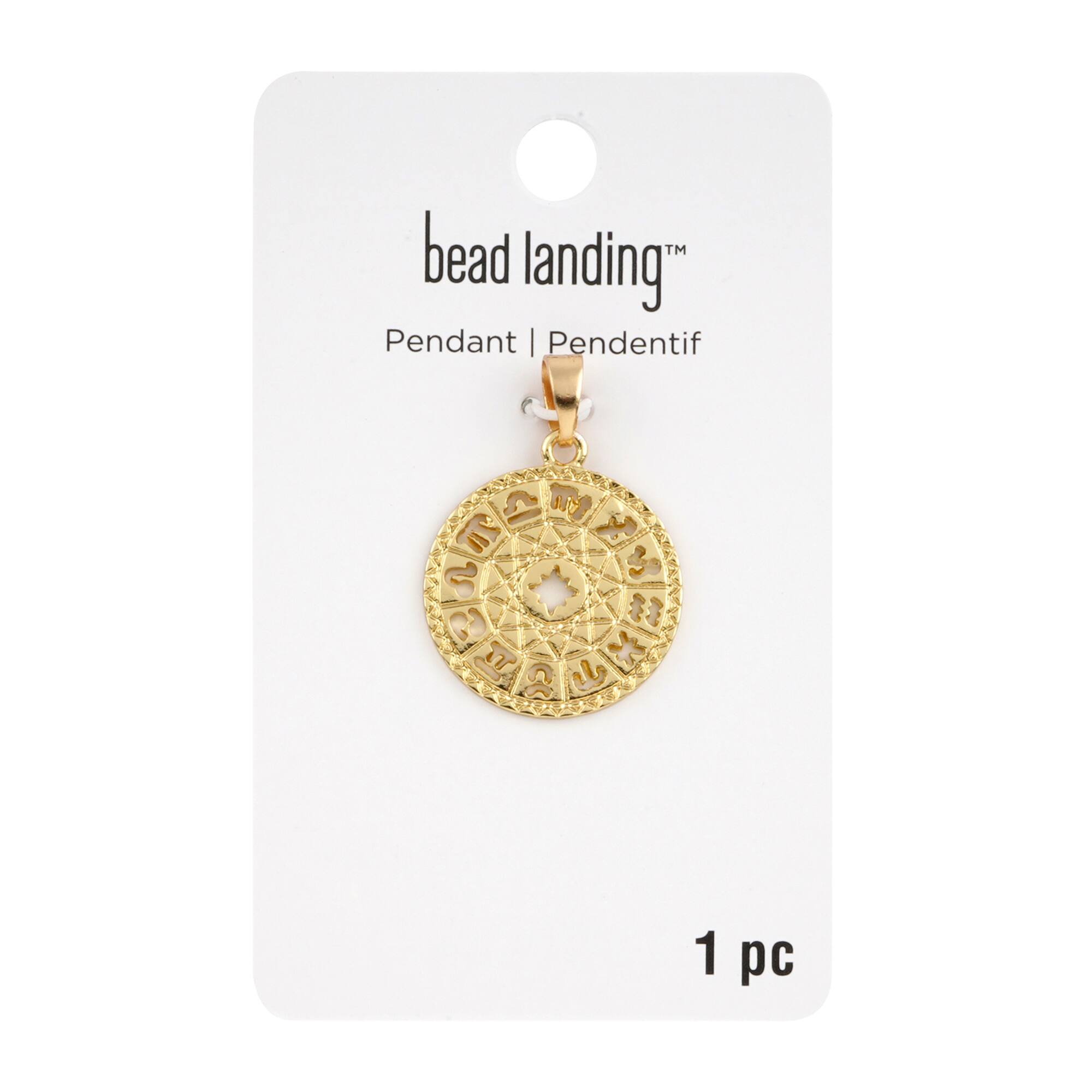 Gold Round Zodiac Pendant by Bead Landing™